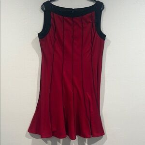 Studio Red and Black A-line Petite Striped Mini Dress - Size 12 Petite